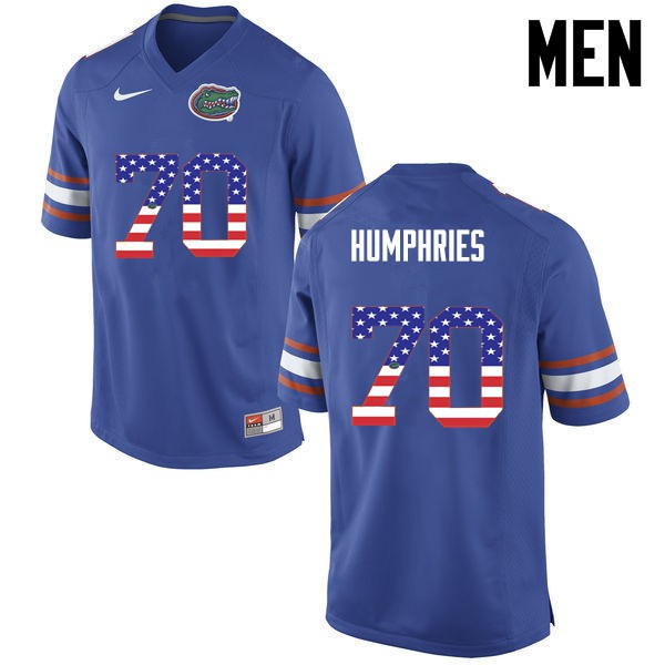 Florida Gators Men #70 D.J. Humphries College Football USA Flag Fashion Blue
